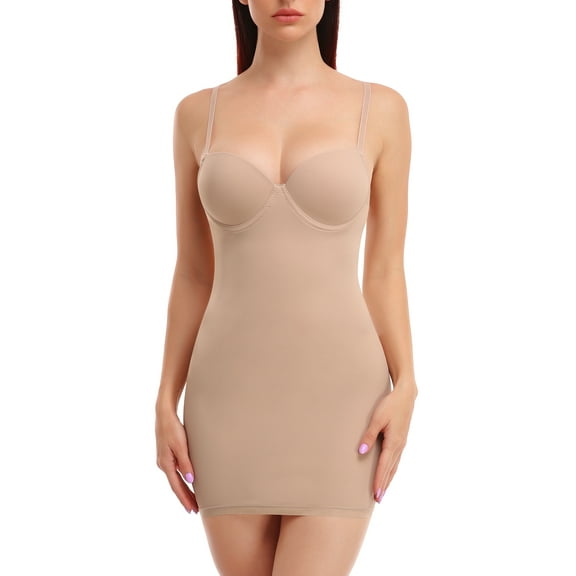 MISS MOLY Women Full Slip Shapewear Bodysuit Under Dress Lingerie Slimming Body Shaper Built In Bra Cami Tummy Control