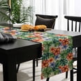 thumbnail image 4 of Tropical Botanical Cotton Linen Table Extra Long Runner 13 x 120 inch Summer Leaves Flowers Burlap Non-slip Rectangular Dining Table Decor for Wedding Party Holiday Dinner, 4 of 8