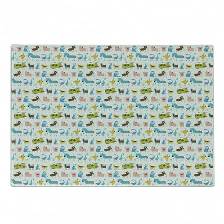 

Animal Cutting Board Domestic Farm Animals Horse Pig Cow Sheep and Hen Agriculture Cartoon Doodle Design Decorative Tempered Glass Cutting and Serving Board Small Size Multicolor by Ambesonne