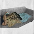 thumbnail image 6 of Nautical Soft Flannel Fleece Throw Blanket, Vintage Sketch of a Big Ship on Abstract Wavy Sea with Flying Birds, Cozy Plush for Indoor and Outdoor Use, 60" x 80", Beige Pale Blue, by Ambesonne, 6 of 6