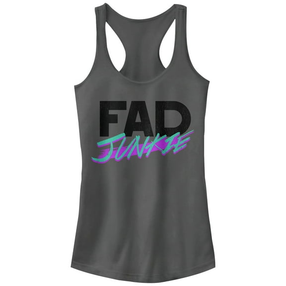 Junior's CHIN UP Fad Junkie  Racerback Tank Top Charcoal X Large
