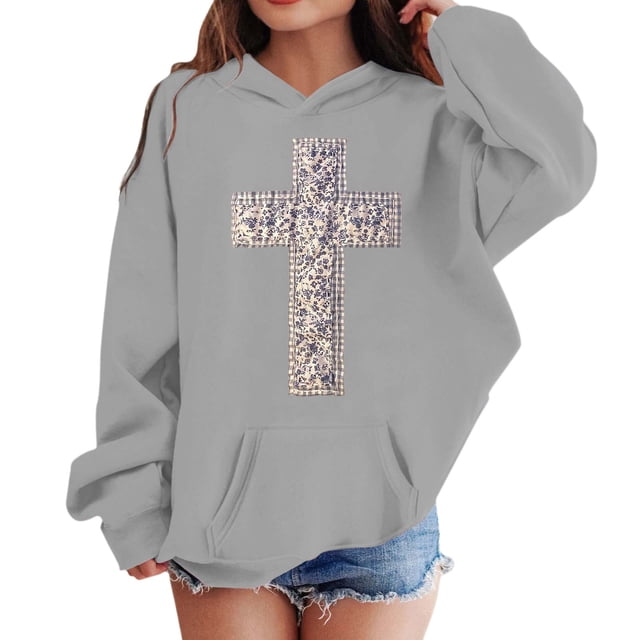 Liyamei Chandail à Capuchon et Chandails en Molleton pour Filles pour l'Hiver Tenue Décontractée Col Rond Imprimé Lettre Chandail pour Enfants de 2 à 13 Ans Activités Extérieures et Confort Quotidien Taille Gris, 3-4 Ans