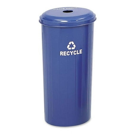 Safco Recycling Receptacle with Lid 20 gal Capacity - 30" Height x 16" Width - Steel - Blue