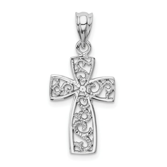 FB Jewels 14k White Gold Filigree Cross Pendant