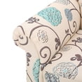 thumbnail image 5 of Noble House Greggory White and Blue Floral Fabric Tufted Chair, 5 of 14