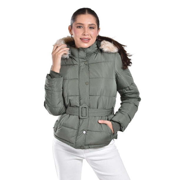 Chamarra con cinto y capucha desmontable Roman Fashion /Juvenil, 8380 (Verde militar) verde oscuro M