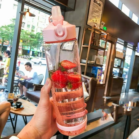 

Livesture Summer Portable Fitness Water Bottle Pink 800ml