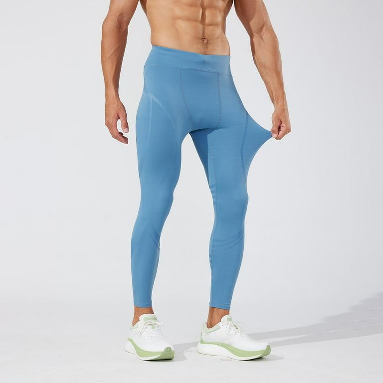 Workout Tights Light Blue Compression Pants JUUYY Mens Moisture