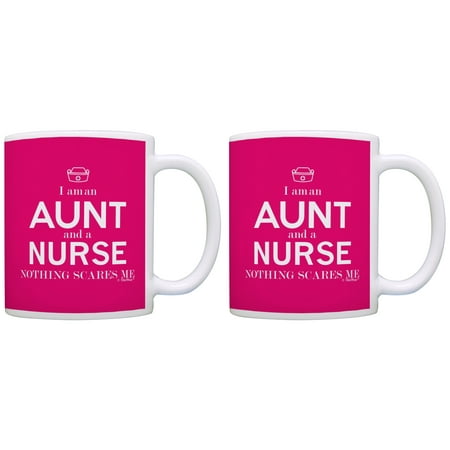 

ThisWear Mothers Day Gifts for Nurse I am an Aunt and a Nurse Nothing Scares Me Nurse Gifts for Aunt Nurse Gifts 11 ounce 2 Pack Coffee Mugs Pink