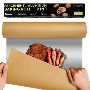Katbite Parchment Paper Aluminum Baking Roll, 12in x 60ft, Unbleached, 1 Roll