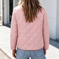 thumbnail image 6 of Short Puffer Jacket Womens Quilted Button Down Collarless Warm Fall Winter Casual Lightweight Windproof Coat with Pockets, 6 of 6