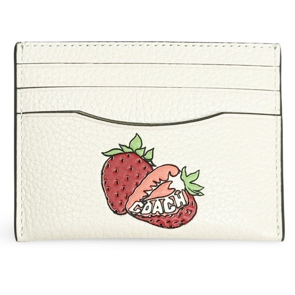 Coach Women's Small Slim Id Card Case with Strawberry Graphic (Chalk Multi)