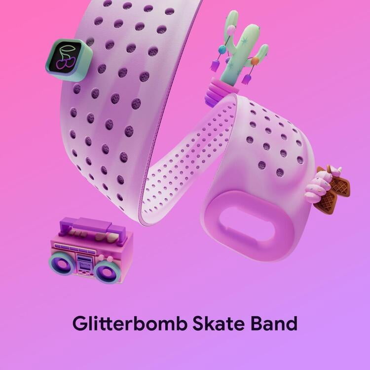 Fitbit Ace LTE Band - Kids Smartwatch Band - Water Resistant - One Size Fits All - Glitterbomb Skate Active Band - Pink