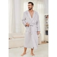 thumbnail image 4 of U2SKIIN Mens Hooded Fleece Robe，Plush Lightweight Soft Spa Bathrobe for Men (Light Grey, S/M), 4 of 5