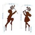 thumbnail image 4 of facefd Statues de Jardin Silhouette en Fer pour Enfants Pation Enterrée Maison Intérieur Garçon Fille, 4 of 9