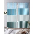 thumbnail image 4 of Colorful Stripe Semi Sheer Curtains 84 Inch Length 2 Panels Set, Modern Teal Blue Green Vertical Striped Sheer Kitchen Curtain Privacy Voile Window Curtain for Living Room Bedroom Rod Pocket Drapes, 4 of 7