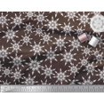 thumbnail image 2 of Soimoi Brown Cotton Duck Fabric Snow Flakes Floral Print Fabric by the Yard 42 Inch Wide, 2 of 3