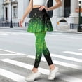 thumbnail image 2 of SCRAWLGOD Women's Golf Tennis Leggings with Skirt Moisture-Wicking Comfortable Running Clothes Machine Washable Stretchy Athletic Pickleball Tights, Four Leaf Clover Small Glitter Black Green, S, 2 of 7