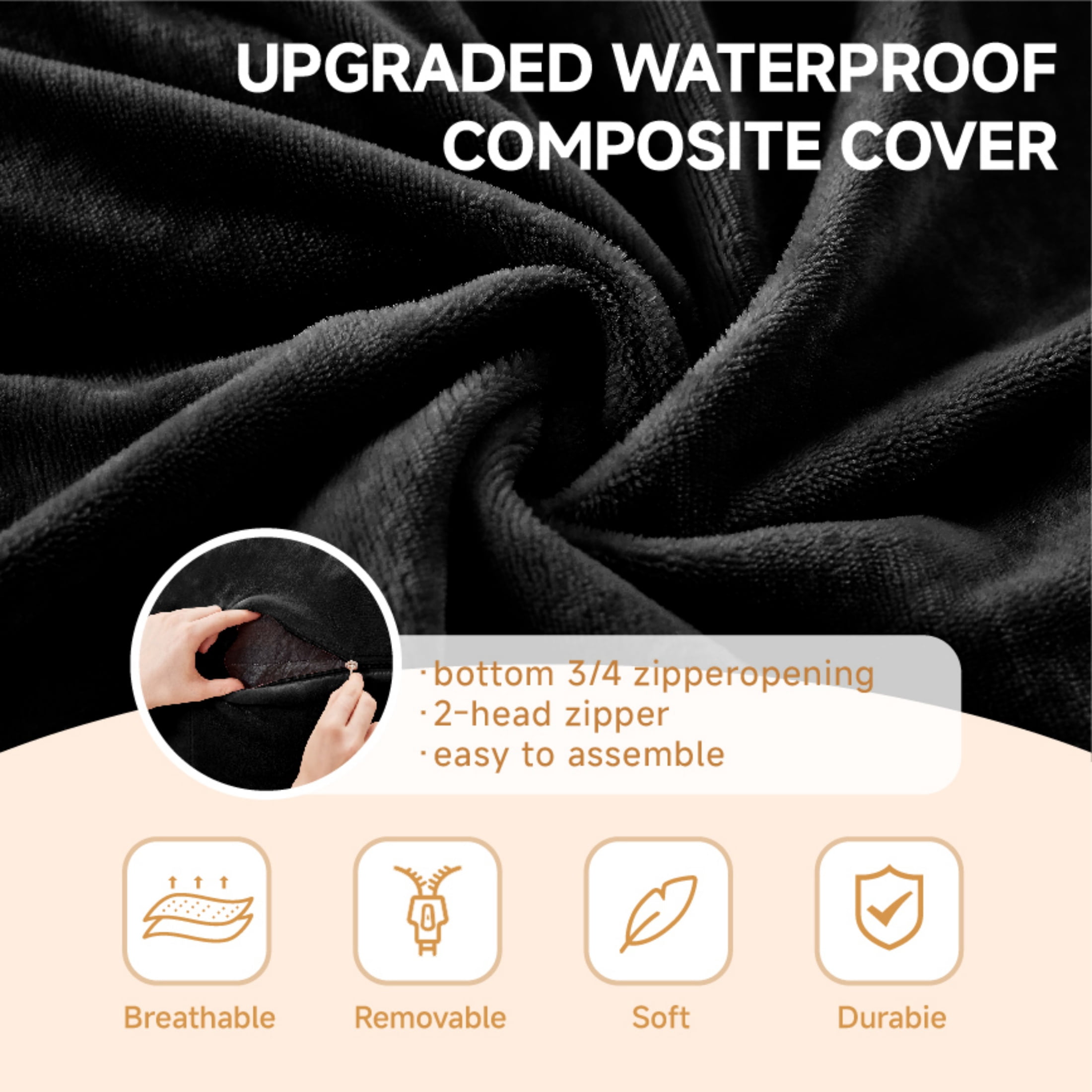ShiKeyi 5FT Bean Bag Chairs for Adults & Teens, Memory Foam Filler Round Sofa Lounge Chair with Removable Washable Flannel Cover for Bedroom Dorm, Black