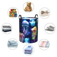 thumbnail image 6 of Balery Transparent Jellyfishes Round Laundry Basket with Handles Waterproof Freestanding Laundry Hamper for Clothes Toys in the Dorm and Family-Small, 6 of 8