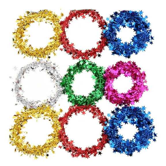 hengzirui tinsel garland 10 PCs Creative Shiny Wire Iron Star Shaped Garlands Wreaths Christmas Tree Decoration (Mied Color)