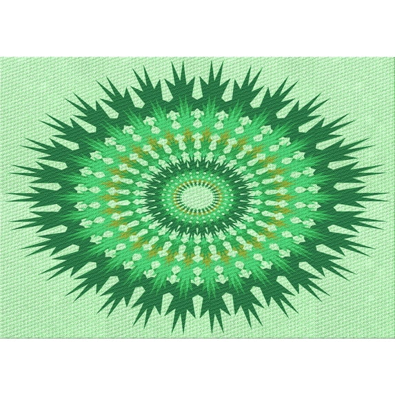 Ahgly Company Machine Washable Indoor Rectangle Transitional Green Area Rugs, 8' x 12'