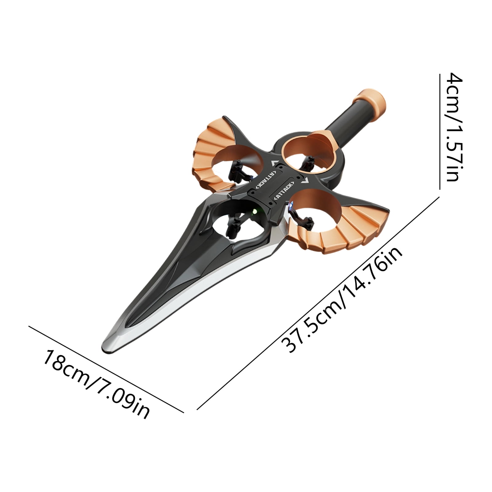 Attack New Model Remote Control Flying Sword Drone, 360° Flip Effect With Lighting Flexible Gesture Control, Suitable For Beginners And S Easy To Use Perfect For Indoor-Gold