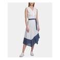 thumbnail image 3 of DKNY Striped Asymmetrical Hem Skirt Ivory Blue 8, 3 of 4