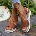 thumbnail image 3 of Rokment Platform Wedges Strappy Dress Sandals for Women 2026 Beach Fashion Casual Open Toe Chunky High Heels Espadrilles Slingback Gladiator Summer Shoes Brown Size 7.5, 3 of 5