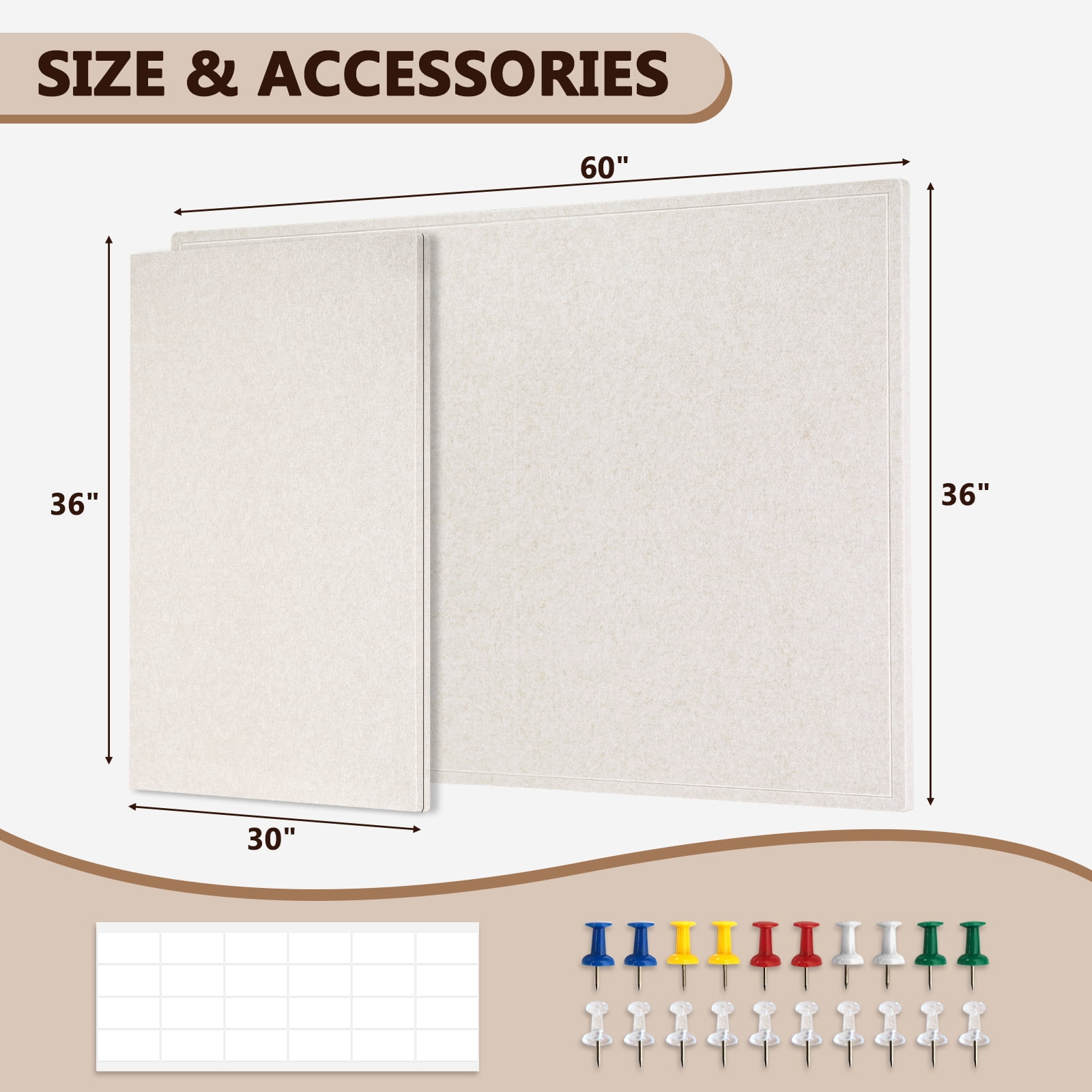 DOLLAR BOSS 60"x36" White Large Bulletin Board Decorative Foldable Felt Pin Board Photo Display Board for Wall Cork Boards DIY Vision Board with Self-Adhesive Tape Home School Office Decor