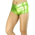 thumbnail image 3 of ToBeInStyle Women's Elastic Higher Waisted Metallic Mini Shorts, 3 of 7