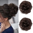 thumbnail image 3 of Paquete de 2 postizos con banda elástica, postizo de moño, cinta para el pelo rizado con recogidos, extensiones de cabello, postizos de moño desordenado para mujeres, niñas, cola de caballo, 3 of 5