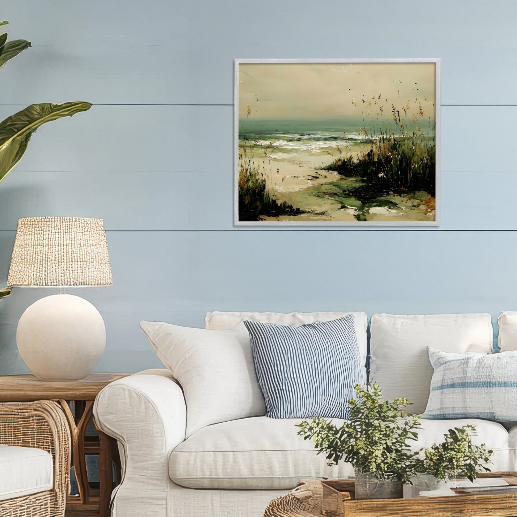 Stupell Industries Sea Oats on the Beach Gray Framed Giclee Art, design by Franklyn Gregory