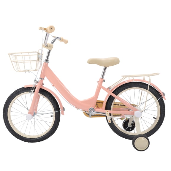 Girls Bike with Basket for 3-8 Years Old Kids Bicycle with Training Wheels