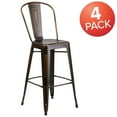 thumbnail image 4 of BizChair Commercial Grade 4 Pack 30" High Distressed Copper Metal Indoor-Outdoor Barstool with Back, 4 of 15