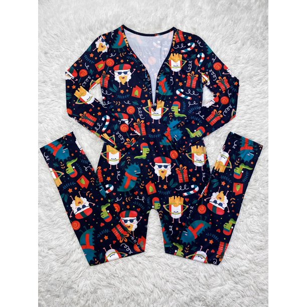 Mono con estampado de diseño navideño para mujer, pijama Sexy con cuello en V profundo, mono Sexy para chicas adolescentes, camisón para adultos
