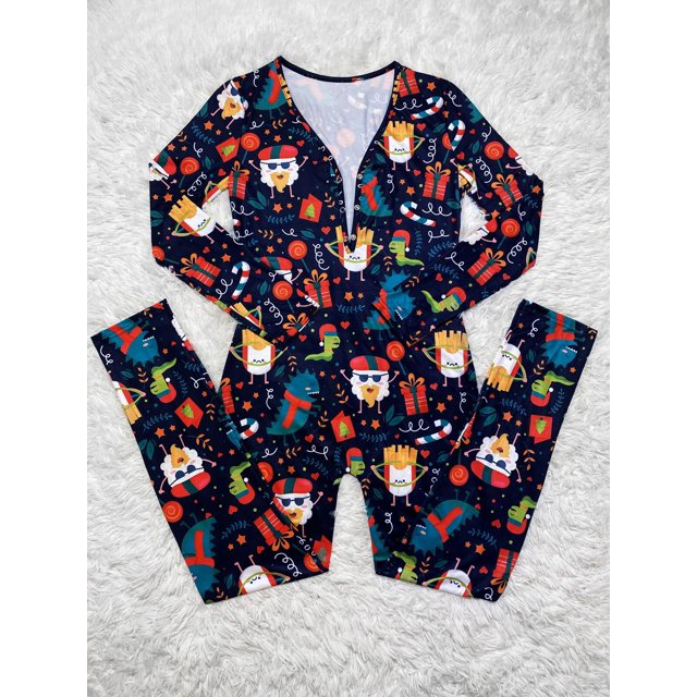 Mono con estampado de diseño navideño para mujer, pijama Sexy con cuello en V profundo, mono Sexy para chicas adolescentes, camisón para adultos