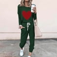 thumbnail image 2 of Pisexur Ensembles 2 Pcs pour Femmes Automne Tendance Imprimé Cœur Chandails en Molleton Col Rond Pantalons Jogger Survêtements Femmes Tenues 2 Pcs Décontractées Surdimensionnées pour Entraînement Voyage Vacances, 2 of 4