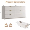 thumbnail image 4 of FURNIWAY 6 Drawer Dresser for Bedroom, 55" Wide Modern Chest of Drawers with Gold Metal Handles, Fluted Wood Clothes Storage Organizer & Cabinet for Living Room, Hallway (White), 4 of 8