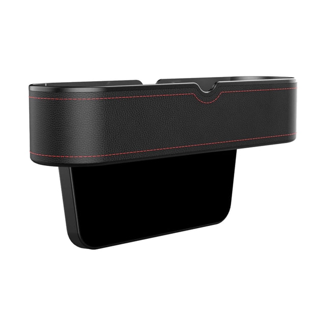 Organizador de espacio para asiento de automóvil con portavasos con orificios de carga Caja de almacenamiento para grietas de asiento de automóvil Negro Yotijar Relleno de espacio de asiento