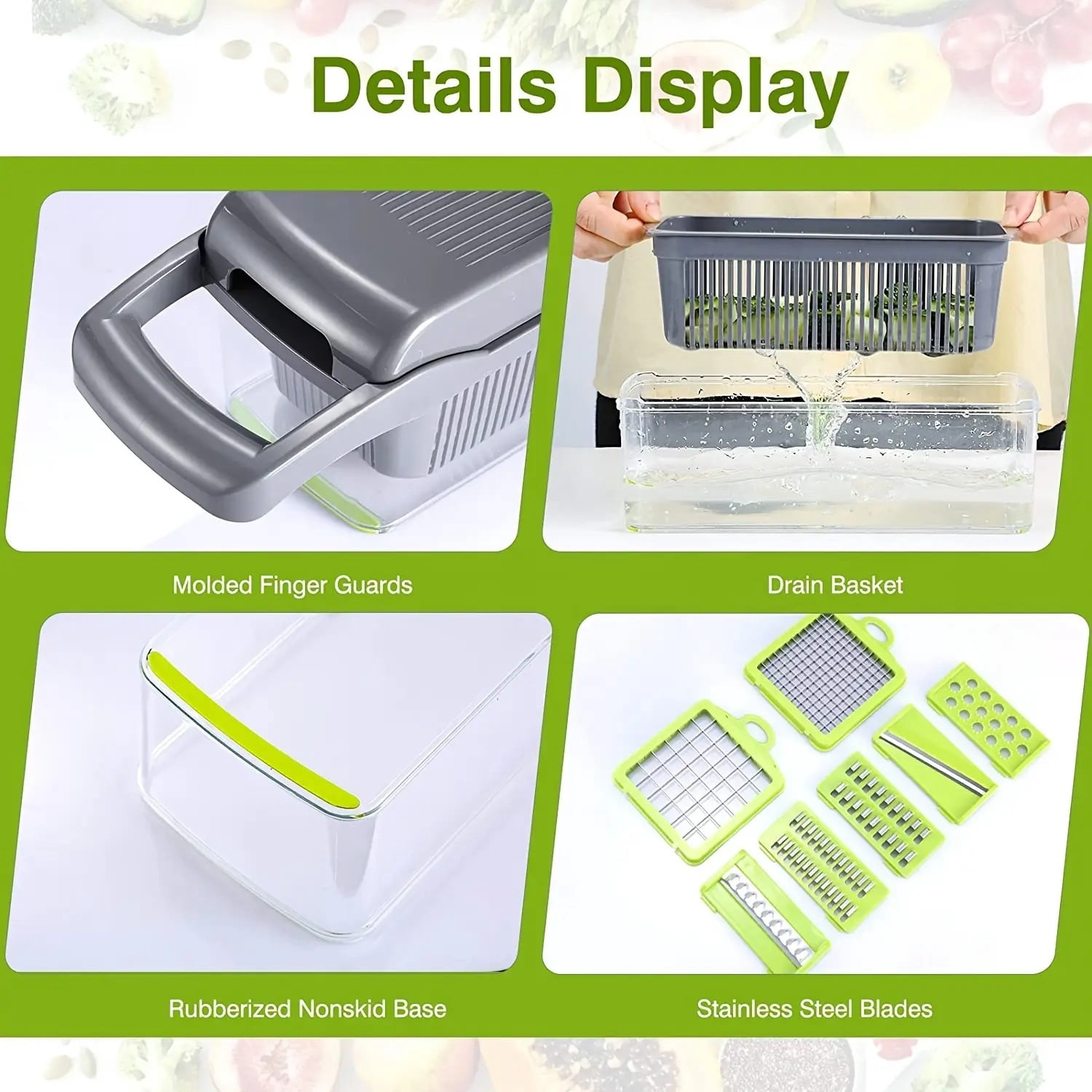 Hwawhin 13 in 1 Vegetable Chopper, Multifunctional Food Chopper with Container, 8 Blade food processor with Onion Chopper, Slicer, Dicer for Potato, Carrot, Salad Chopper, Home & Kitchen Gadgets