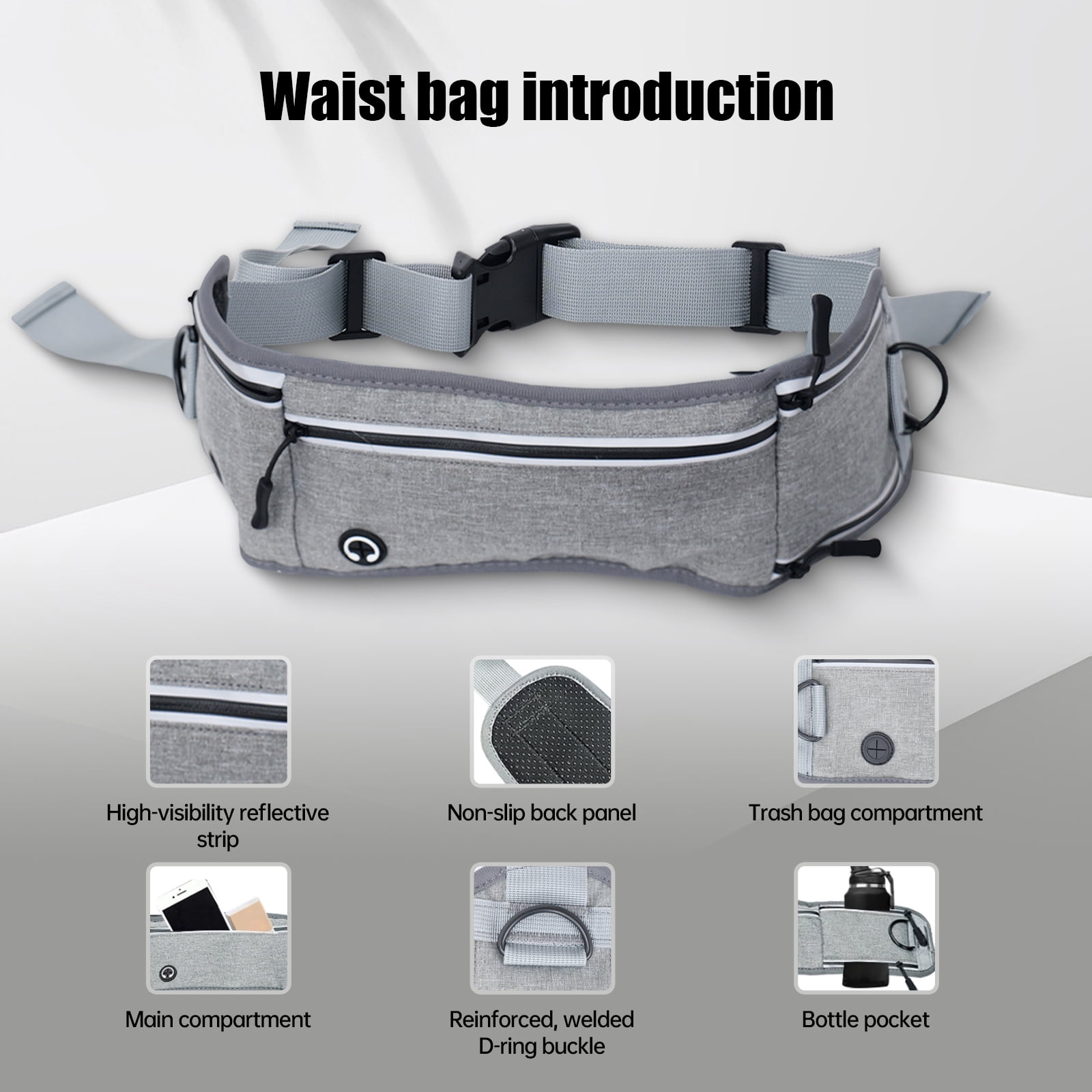 Hands Free Dog Leash with Waist Belt & Storage - Bungee Shock Absorber for All Size Dogs