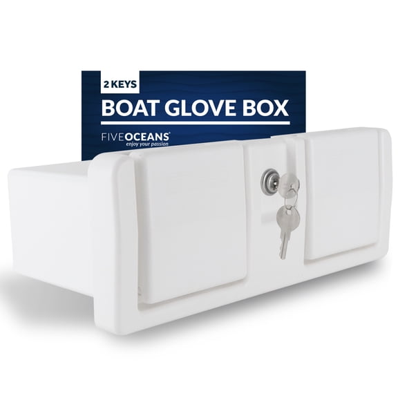 Boat Glove Box with Lock, Drink Cup Holders, White - FO3105