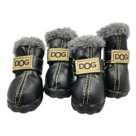 

Vokewalm Puppy Snow Boots 4PCS Winter Dog Shoes Waterproof Boots Outdoor Walking Warm Dog Snow Shoes Pet Paw Protectors