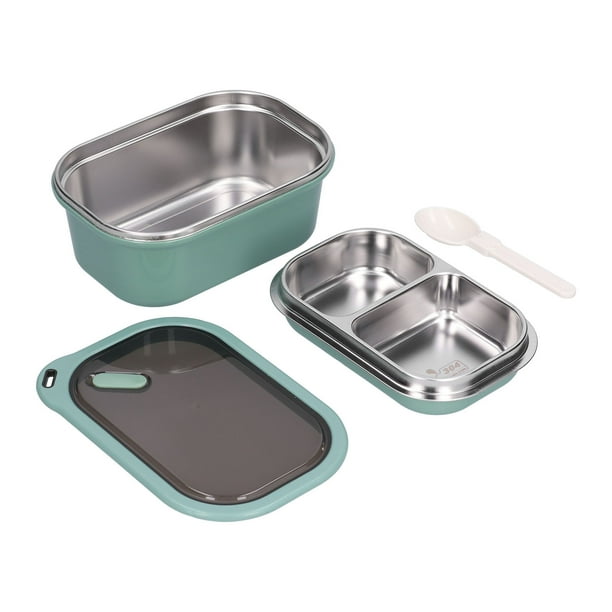 Caja bento de acero inoxidable de 1,2 l, doble capa, hermética, sellada, para guardar alimentos, ideal para picnic escolar (verde)