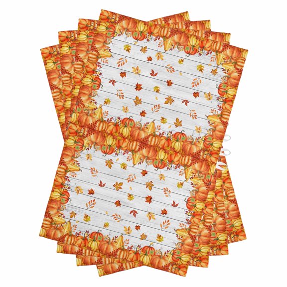 Orange Fall Kitchen Towels Set of 4, Water Absorbent Dish Towel, Vintage Maple Leaf Pumpkins Thanksgiving Decorative Hand Towels - Quick Drying Cloth for Cooking Baking, 18x28 Inch