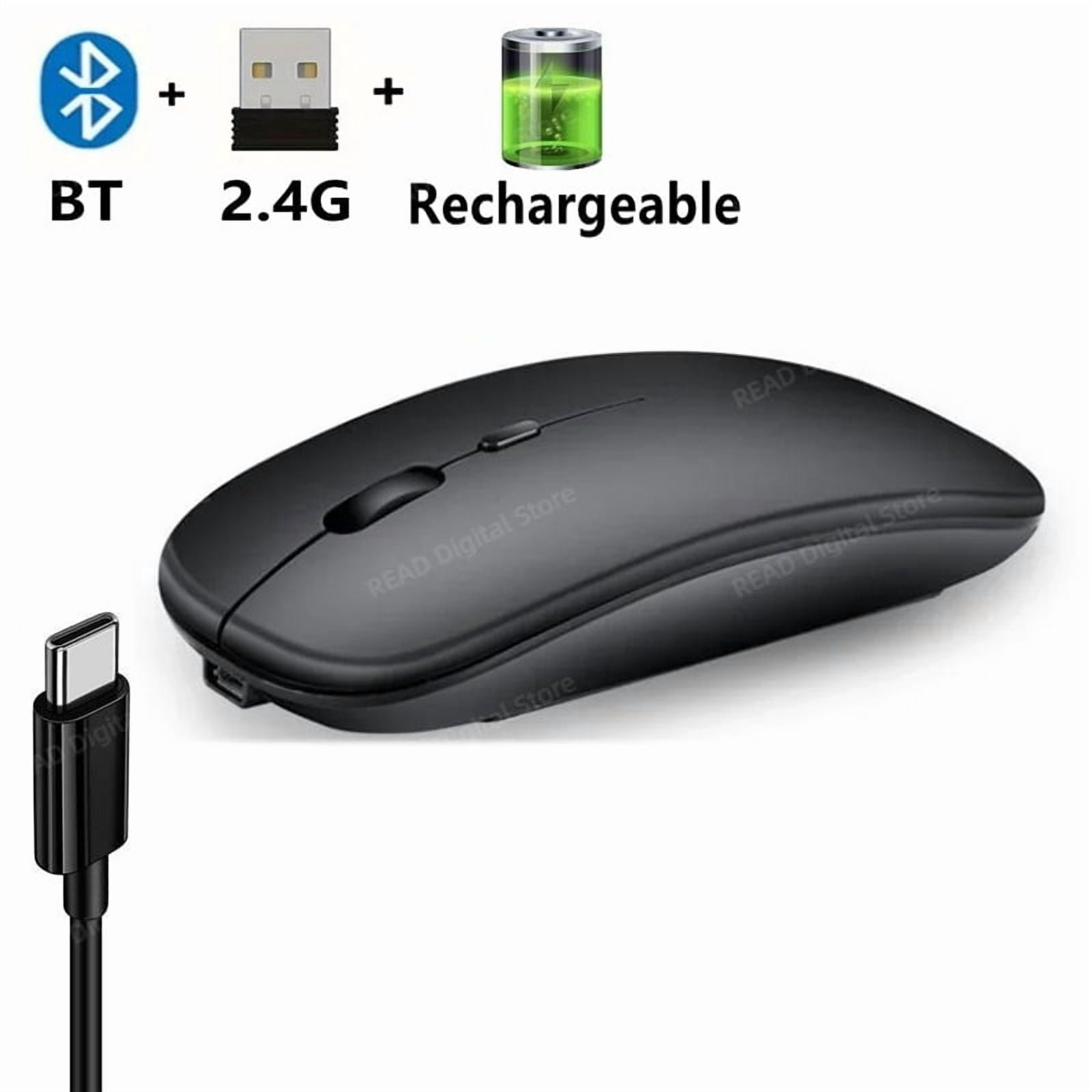 Wireless Mouse Bluetooth-Compatible Gaming Mouse (Dual Mode:BT+2.4Ghz) Ergonomic Rechargeable Mice for PC/Laptop/Macbook