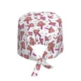 thumbnail image 2 of Kdxio Purple Mushroom Pattern Turban Hat for Women Men Comfortable Adjustable Cleaning Working Cap with Sweatband, 2 of 8