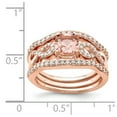 thumbnail image 2 of 925 Sterling Silver Rose-tone 3 Piece Pink Crystal & CZ Ring Set Size: 7; for Adults and Teens; for Women and Men, 2 of 2