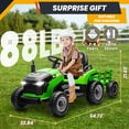 thumbnail image 6 of Joyracer 24 Volt Ride on Toys, Ride on Tractor w/ Tiltable & Detachable Trailer, 2x200W Power Car Wheels for Kids, Remote Control, Bluetooth, Shifter, Music, Green, 6 of 11